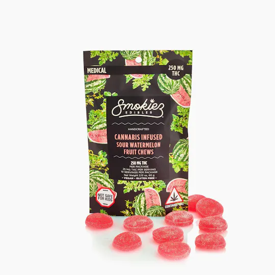 Smokiez Edibles - Sour Watermelon Fruit Chews | 250mg | 10ct | 25mg/ea - 1