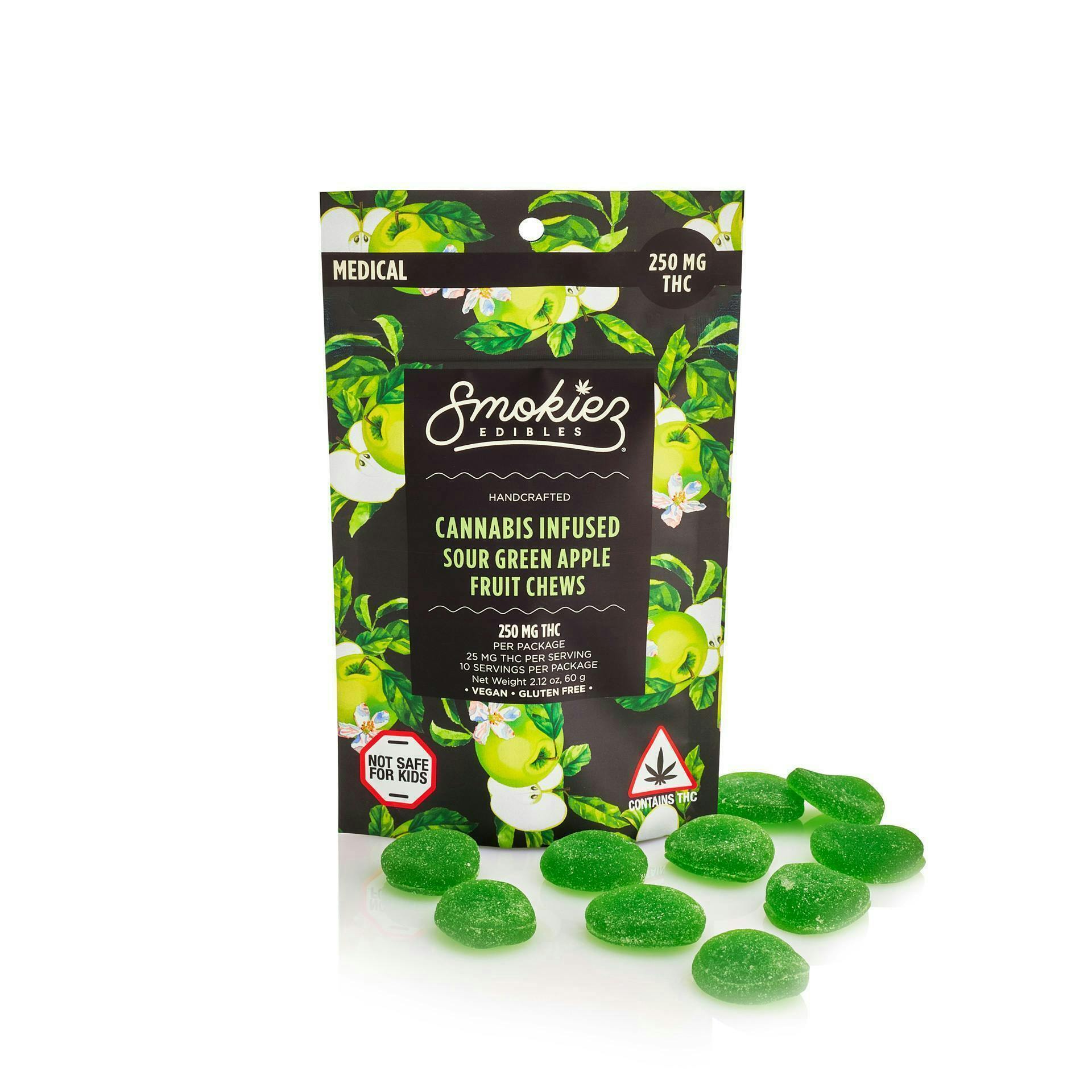 Smokiez Edibles - Sour Green Apple Fruit Chews | 250mg | 10ct | 25mg/ea - 1