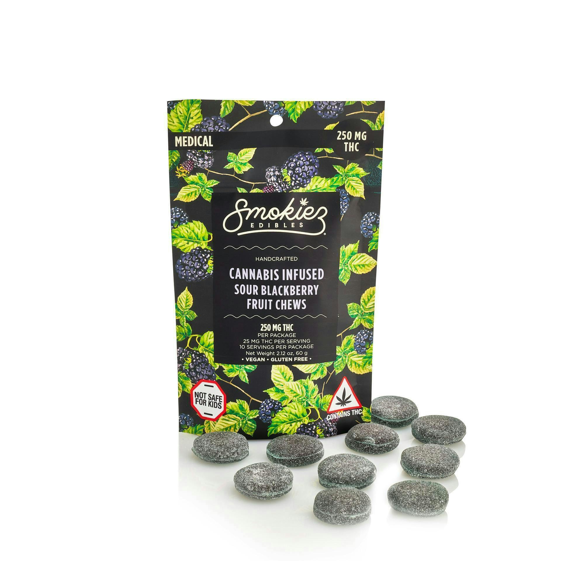 Smokiez Edibles - Sour Blackberry Fruit Chews | 250mg | 10ct | 25mg/ea - 1