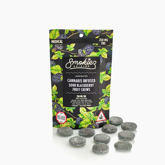 Smokiez Edibles - Sour Blackberry Fruit Chews | 250mg | 10ct | 25mg/ea - 1
