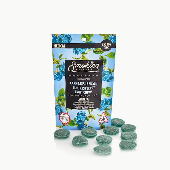 Smokiez Edibles - Blue Raspberry Fruit Chews - 250mg THC - MA - 1