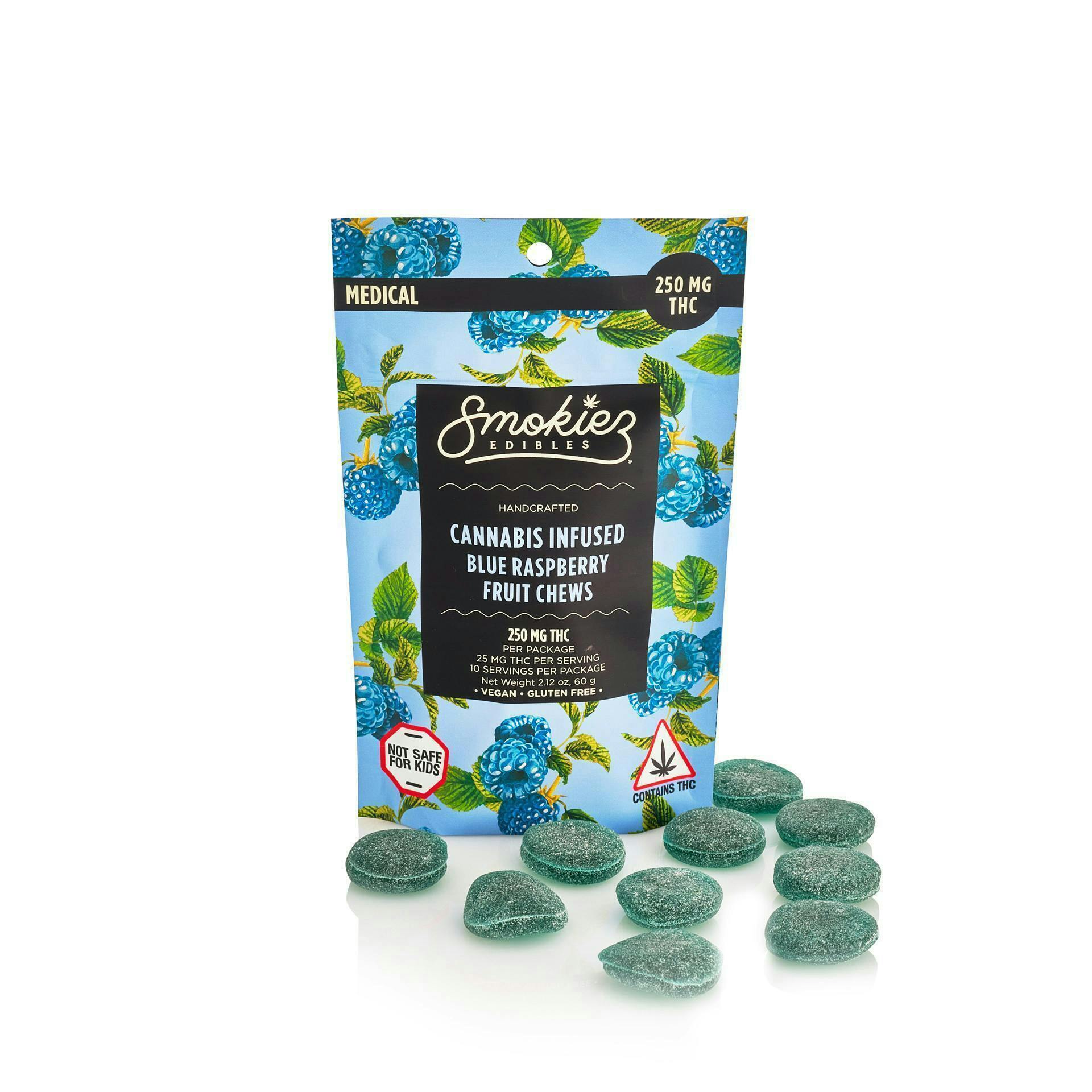 Smokiez Edibles - Blue Raspberry Fruit Chews | 250mg | 10ct | 25mg/ea - 1