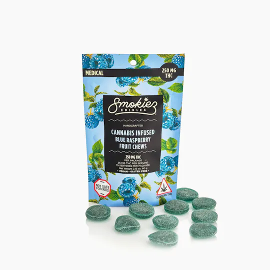 Smokiez Edibles - Blue Raspberry Fruit Chews | 250mg | 10ct | 25mg/ea - 1