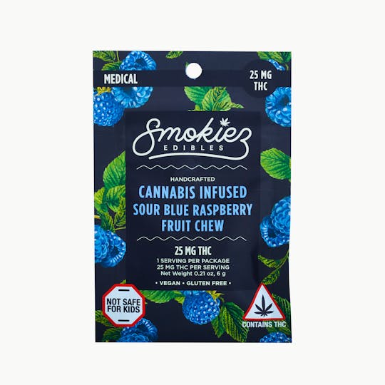 Smokiez Edibles - Sour Blue Raspberry 25mg THC Single Piece - MA - 1