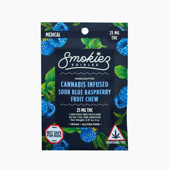 Smokiez Edibles - Sour Blue Raspberry Fruit Chew | 25mg - 1