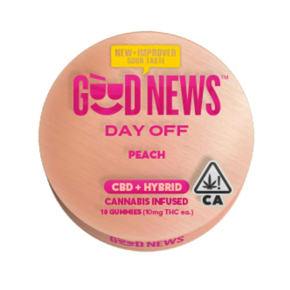 Good News - Good News | Day Off 1:1 | Peach Sour Gummies | 100mg | 10ct | 10mg/ea - 1