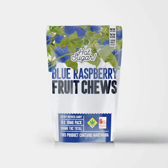 Hot Sugar! - Hot Sugar! | Fruit Chews| Sour Blue Raspberry Edibles| 100mg| 10ct| 10mg/ea - 1