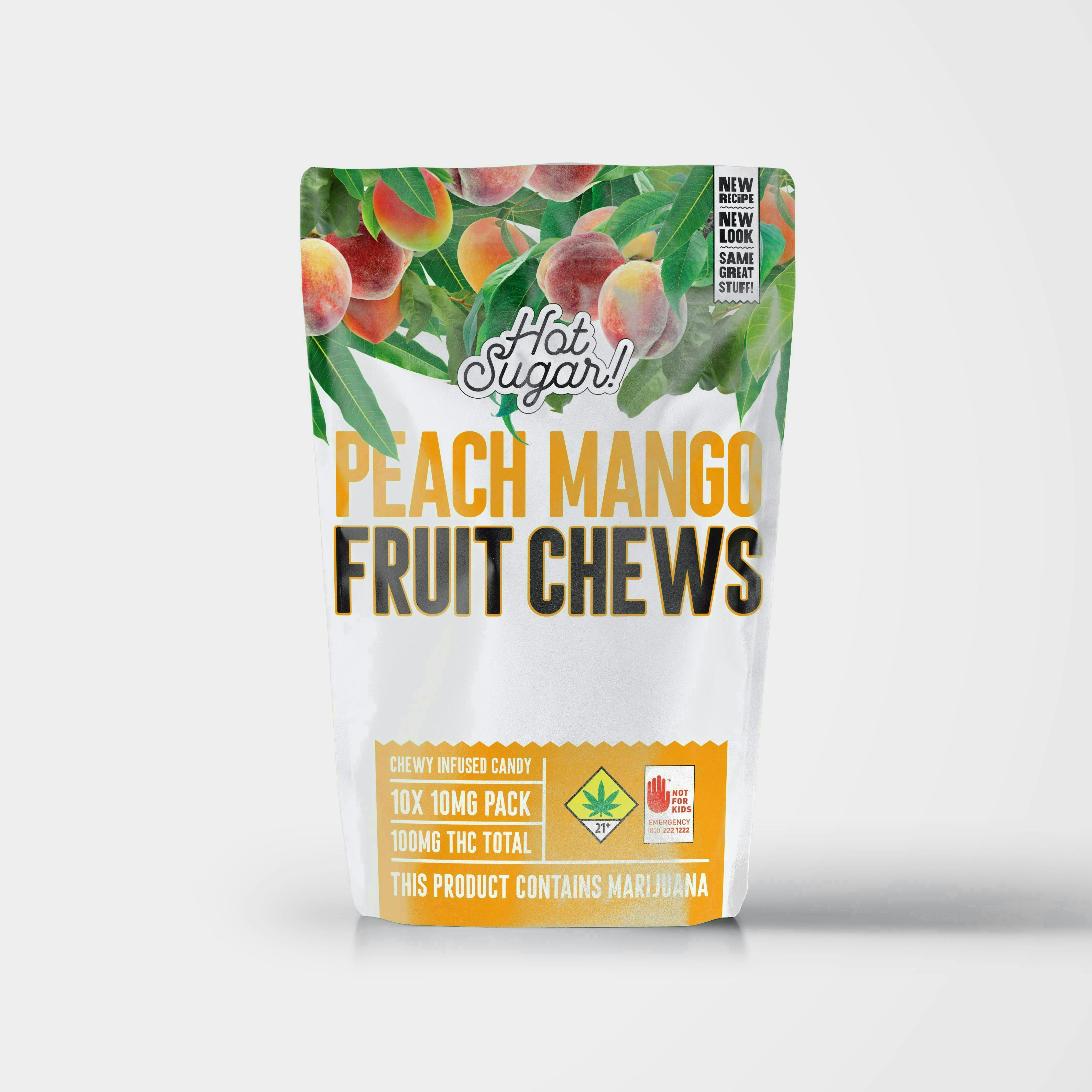 Hot Sugar! - Fruit Chews | Peach Mango Edibles | 100mg | 10ct | 10mg/ea - 1
