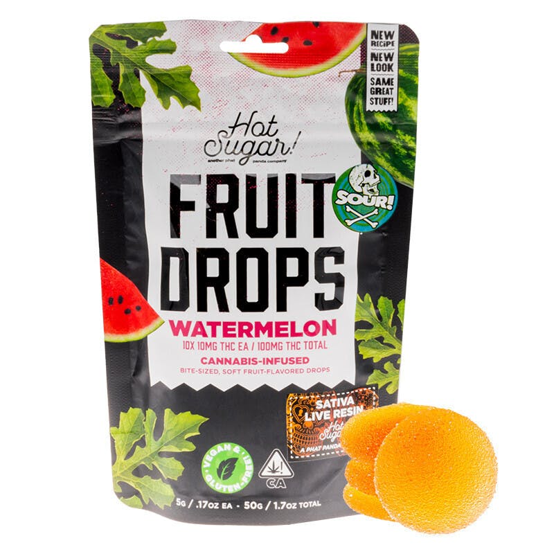 Hot Sugar! - Hot Sugar! | Fruit Chews | Sour Watermelon Gummies | 100mg | 10ct| 10mg/ea - 1