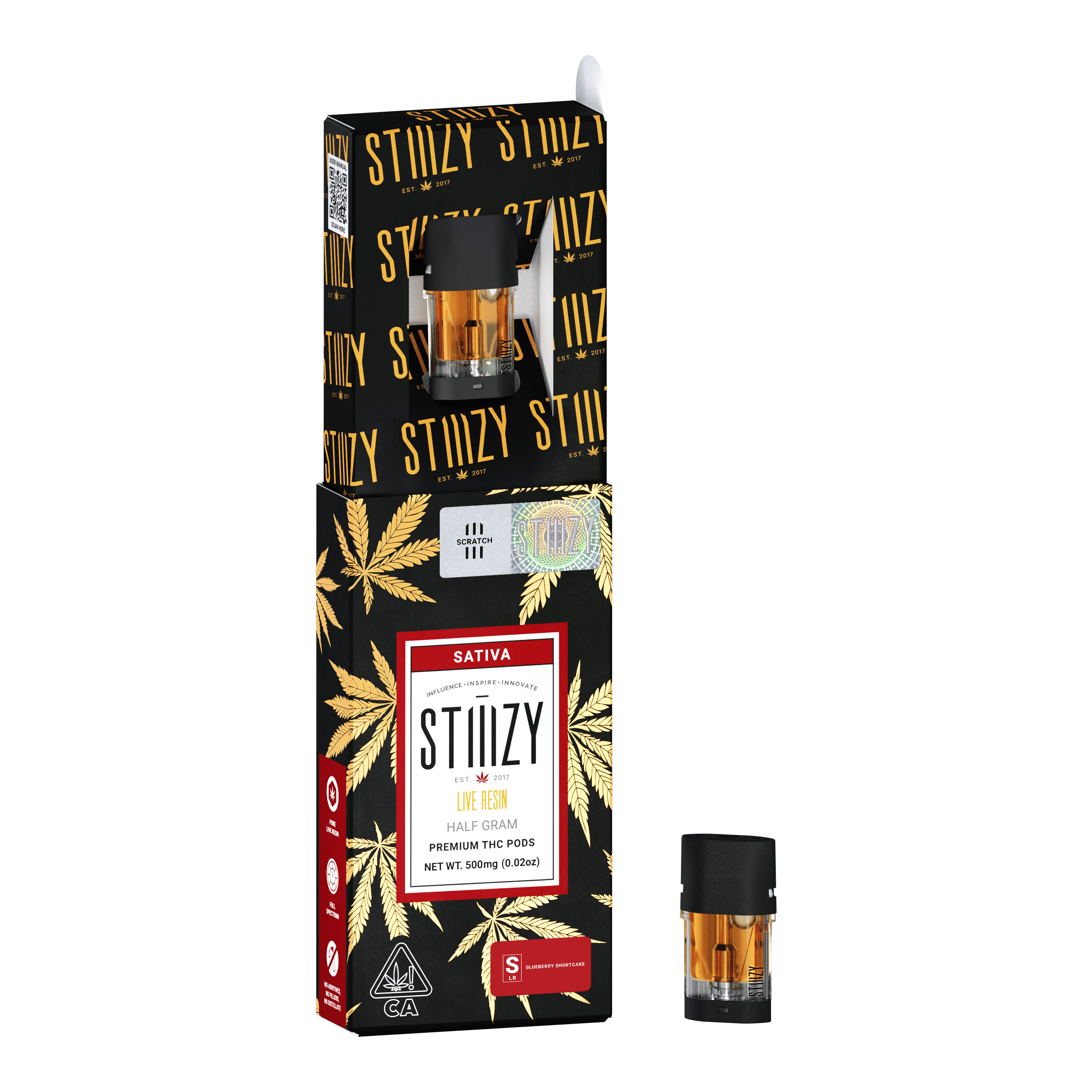 STIIIZY - Vape Cartridge - BLUEBERRY SHORTCAKE .5G Live Resin Pod - STIIIZY - 1