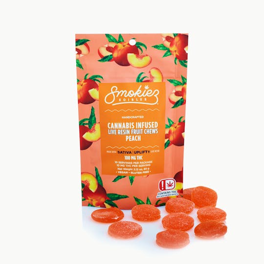 Smokiez Edibles - Peach Sativa 100mg Live Resin Fruit Chews - OK - 1