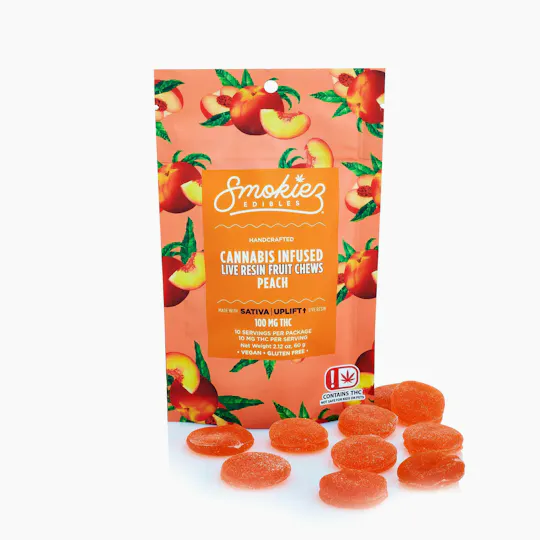 Smokiez Edibles - Peach Live Resin Fruit Chews | 100mg | 10ct | 10mg/ea - 1