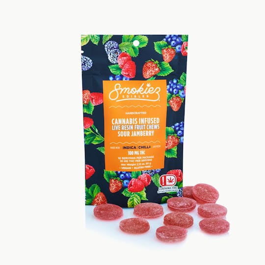 Smokiez Edibles - Sour Jamberry Indica 100mg Live Resin Fruit Chews - OK - 1