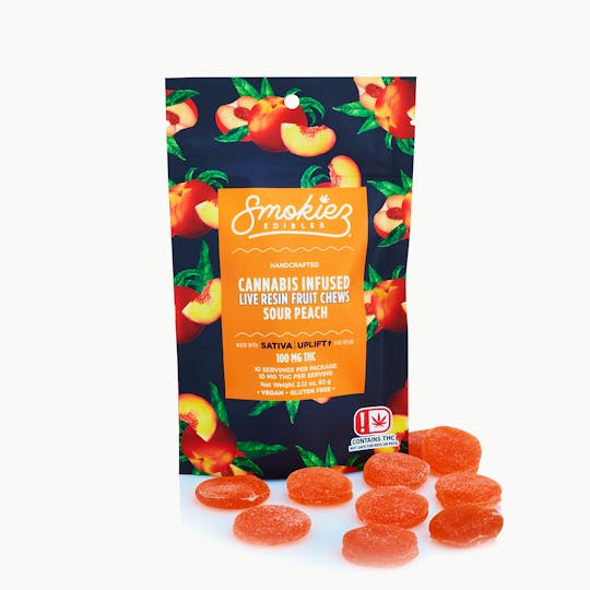 Smokiez Edibles - Sour Peach Sativa 100mg Live Resin Fruit Chews - OK - 1