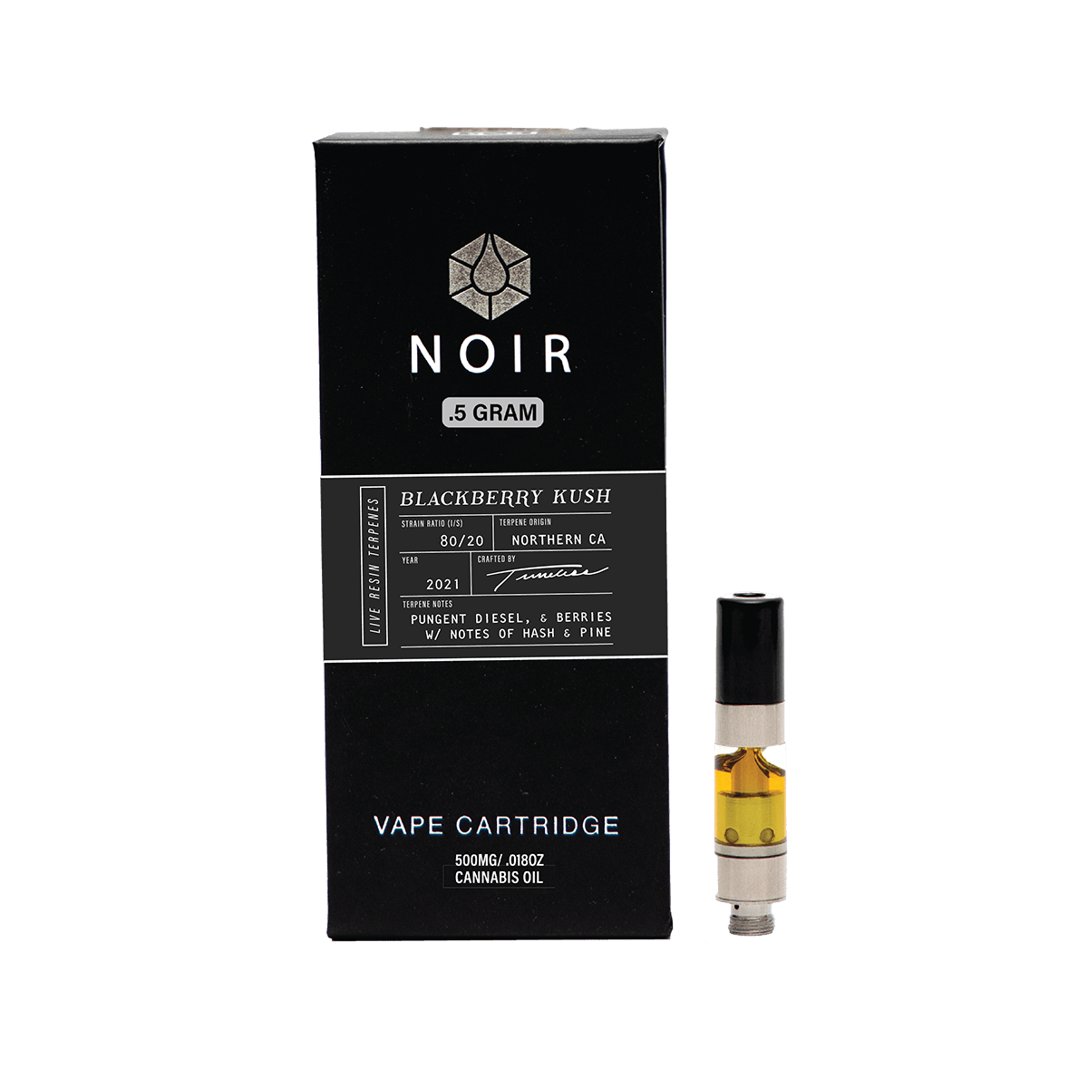 Timeless Vapes - Blackberry Kush | NOIR Live Resin Catridge | 0.5g - 1