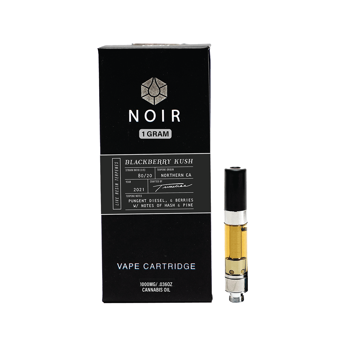 Timeless Vapes - Blackberry Kush | NOIR Live Resin Catridge | 1g - 1