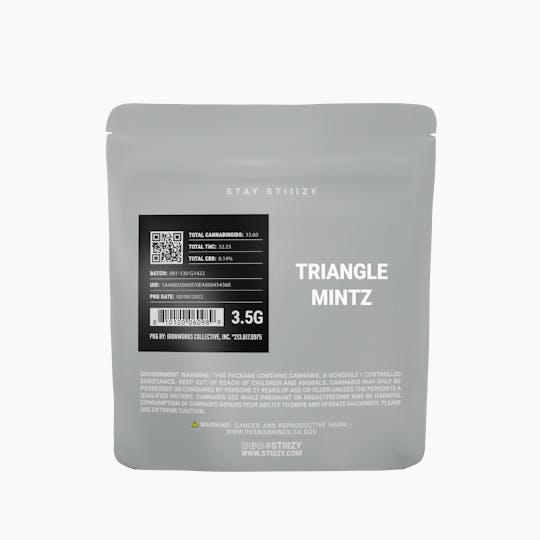 STIIIZY - - TRIANGLE MINTZ - 3.5G Grey Label Mylar - 1