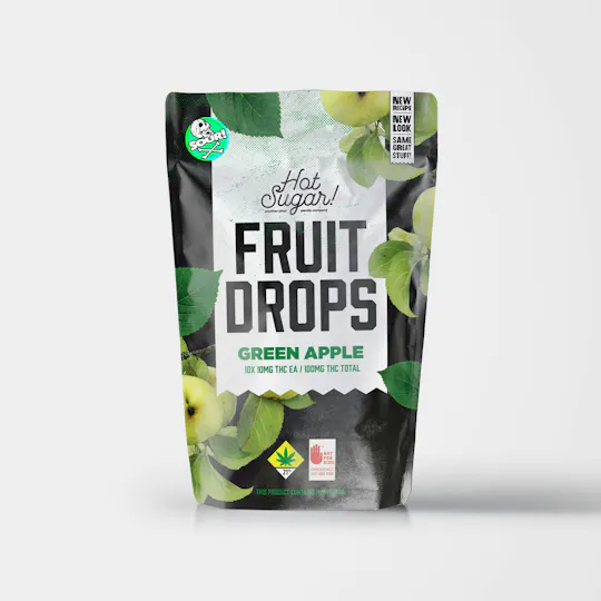 Hot Sugar! - Hot Sugar! | Fruit Chews | Sour Green Apple Gummies | 100mg | 10ct| 10mg/ea - 1