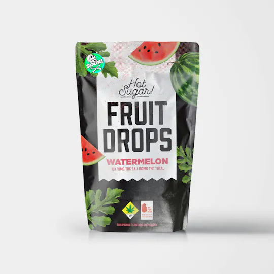 Hot Sugar! - Hot Sugar! | Fruit Drops | Sour Watermelon Gummies | 100mg | 10ct | 10mg/ea - 1