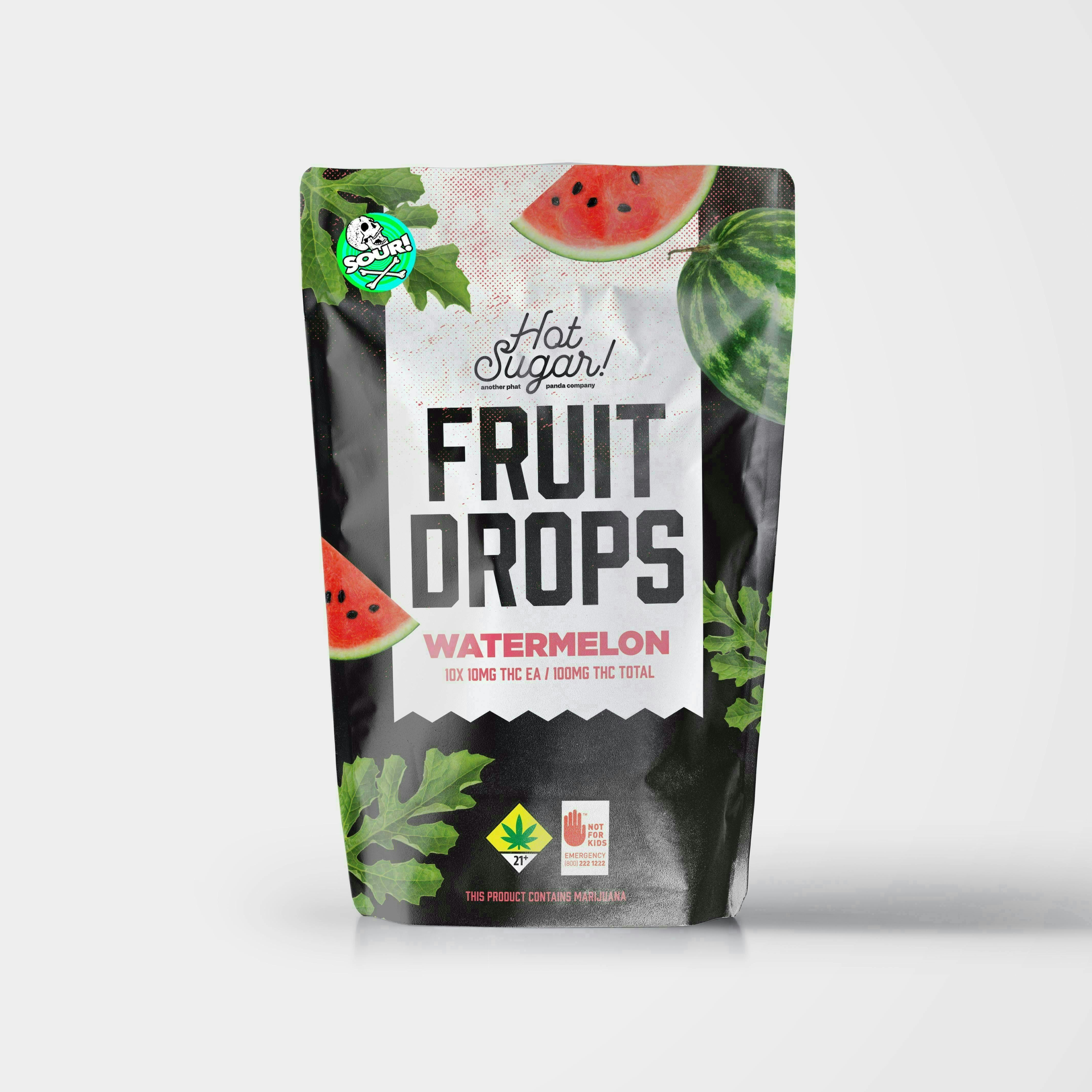 Hot Sugar! - Fruit Drops | Sour Watermelon Gummies | 100mg | 10ct | 10mg/ea - 1