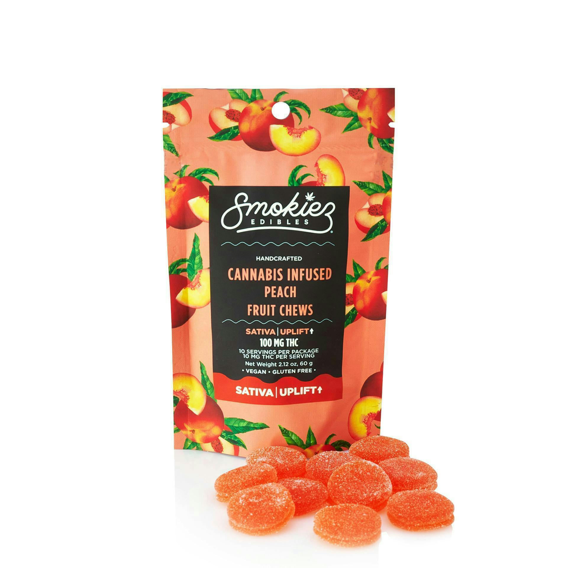 Smokiez Edibles - Peach Fruit Chews | 100mg | 10ct | 100mg/ea - 1