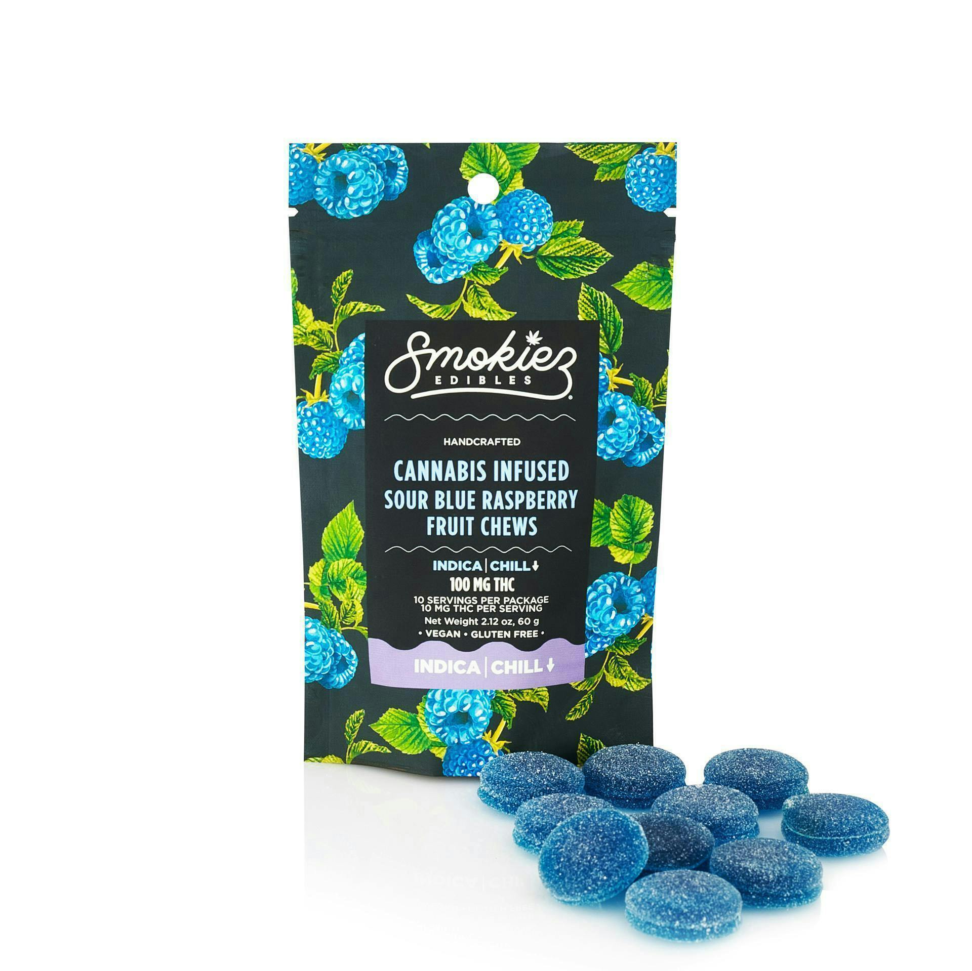 Smokiez Edibles - Sour Blue Raspberry Fruit Chews | 100mg | 10ct | 10mg/ea - 1