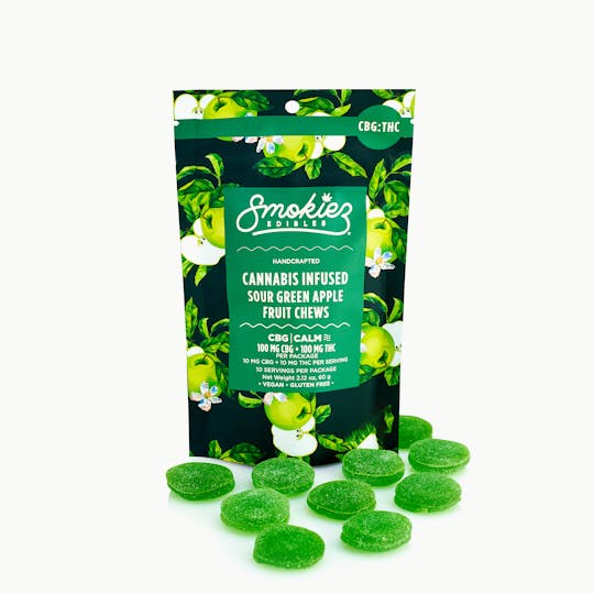 Smokiez Edibles - Sour Green Apple CBG:THC 1:1 THC Fruit Chews - AZ - 1