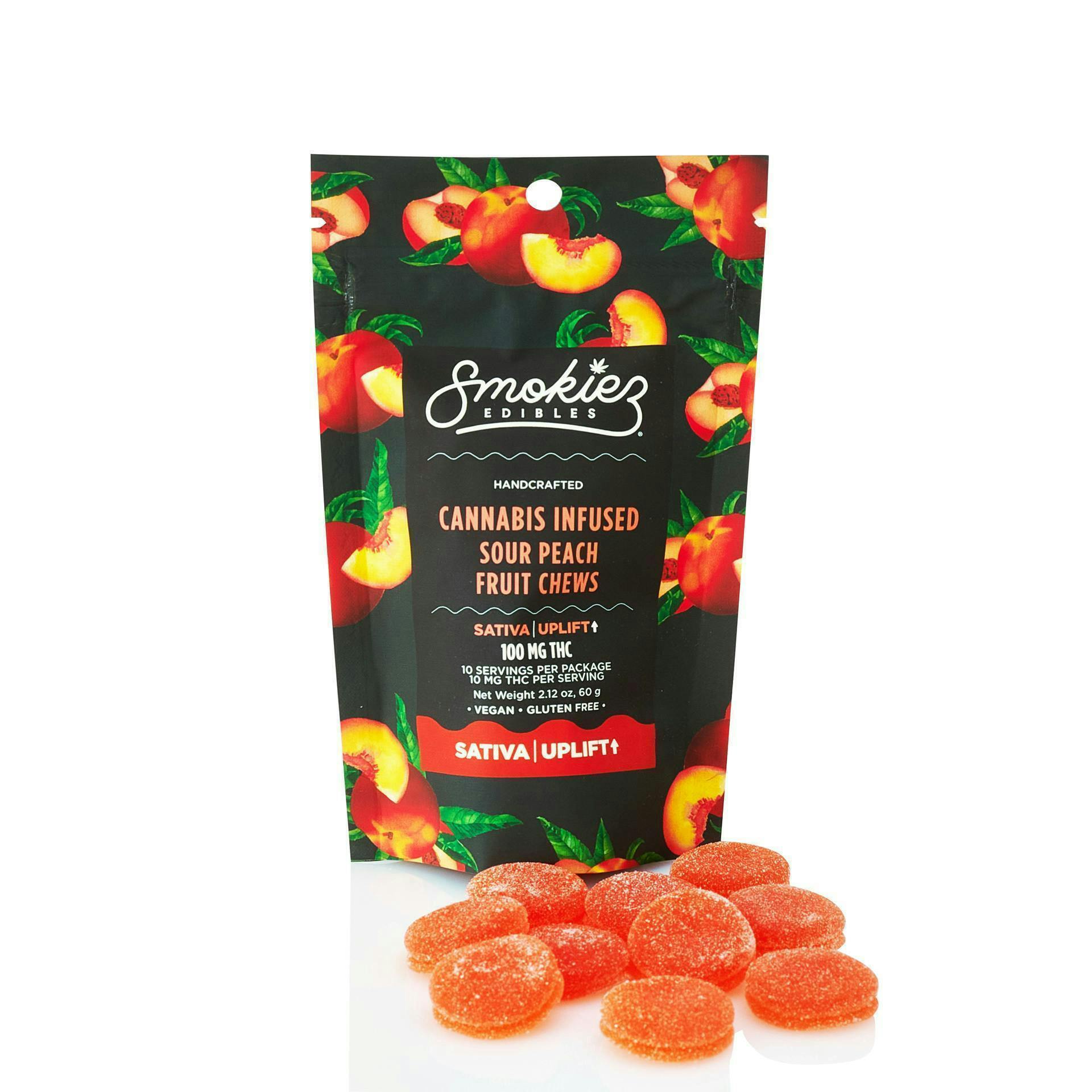 Smokiez Edibles - Sour Peach Fruit Chews | 100mg | 10ct | 10mg/ea - 1