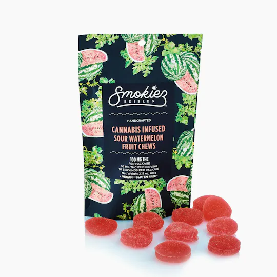 Smokiez Edibles - Sour Watermelon Fruit Chews | 100mg | 10ct | 10mg/ea - 1