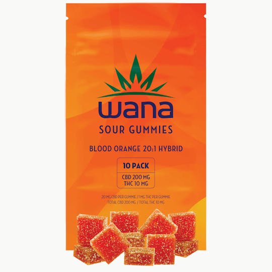 Wana Canada - Wana Sour Gummies Blood Orange 20:1 10-pack - 1