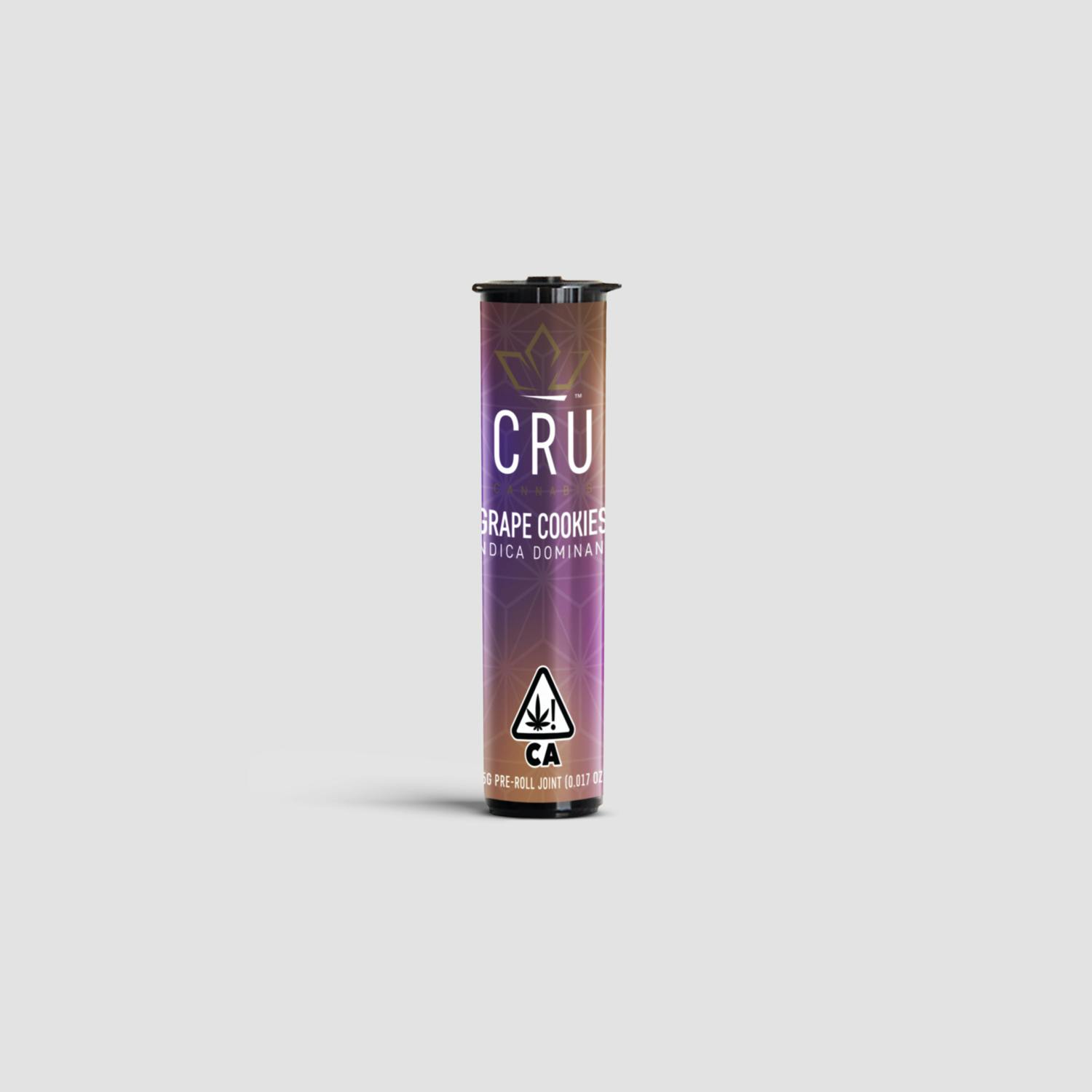 CRU Cannabis - Grape Cookies (0.5G Pre-Roll) - 1