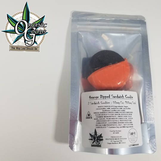 Organic Goods - 100mg Orange Dipped Sandwich Cookies - 1