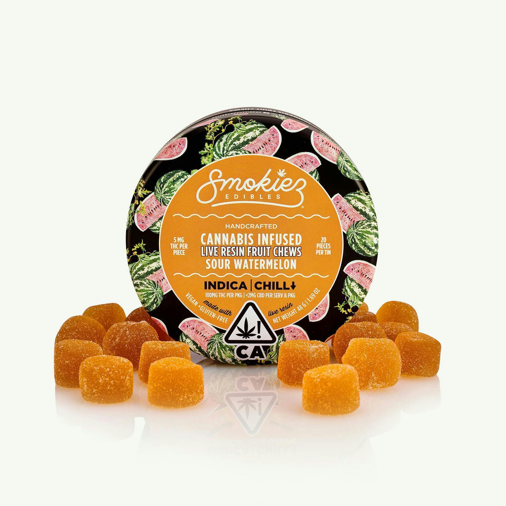 Smokiez Edibles - Sour Watermelon Live Resin Fruit Chews | 100mg | 20ct | 5mg/ea - 1