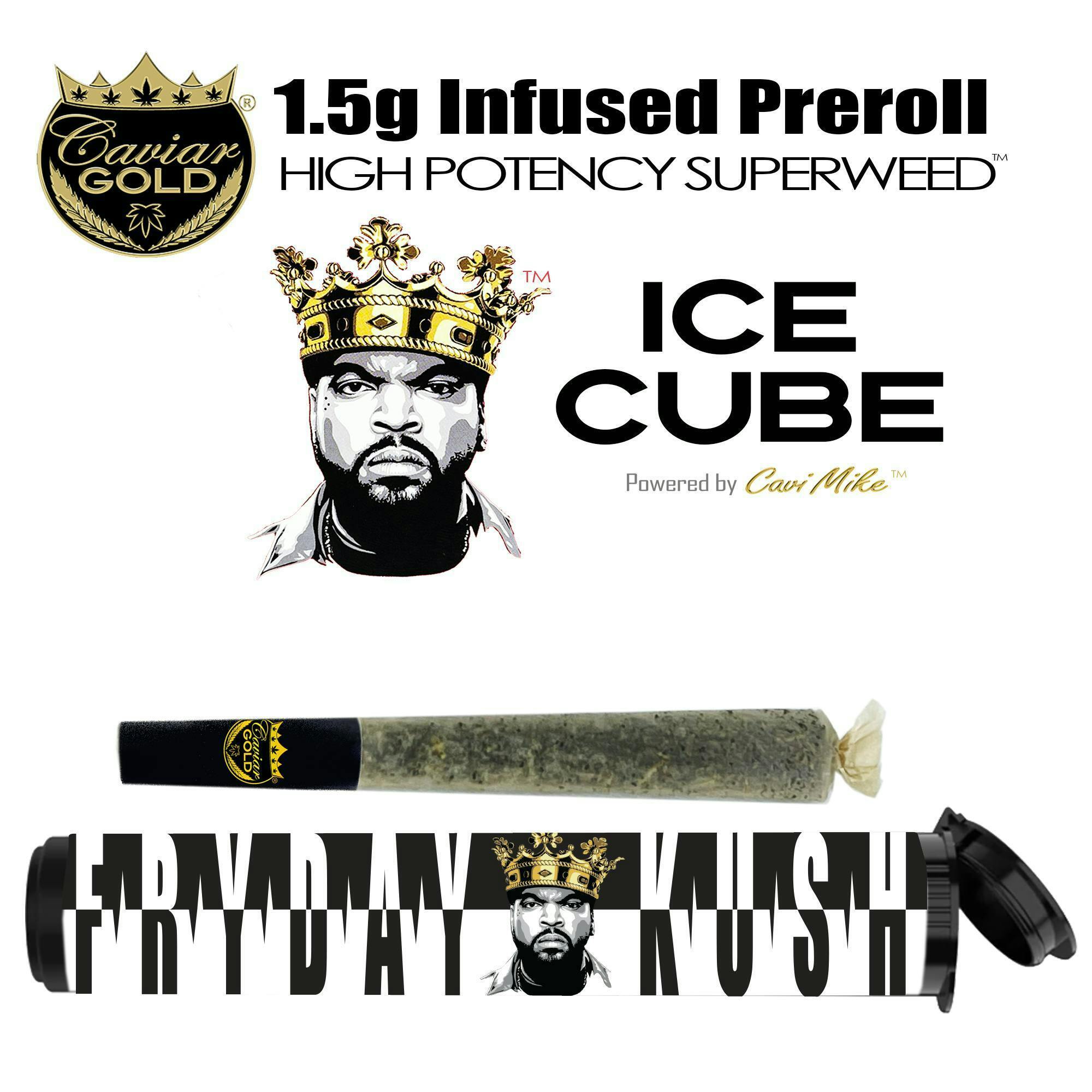 Caviar Gold - Ice Cube Cone | Infused Preroll | Fryday Kush | 1.5g - 1
