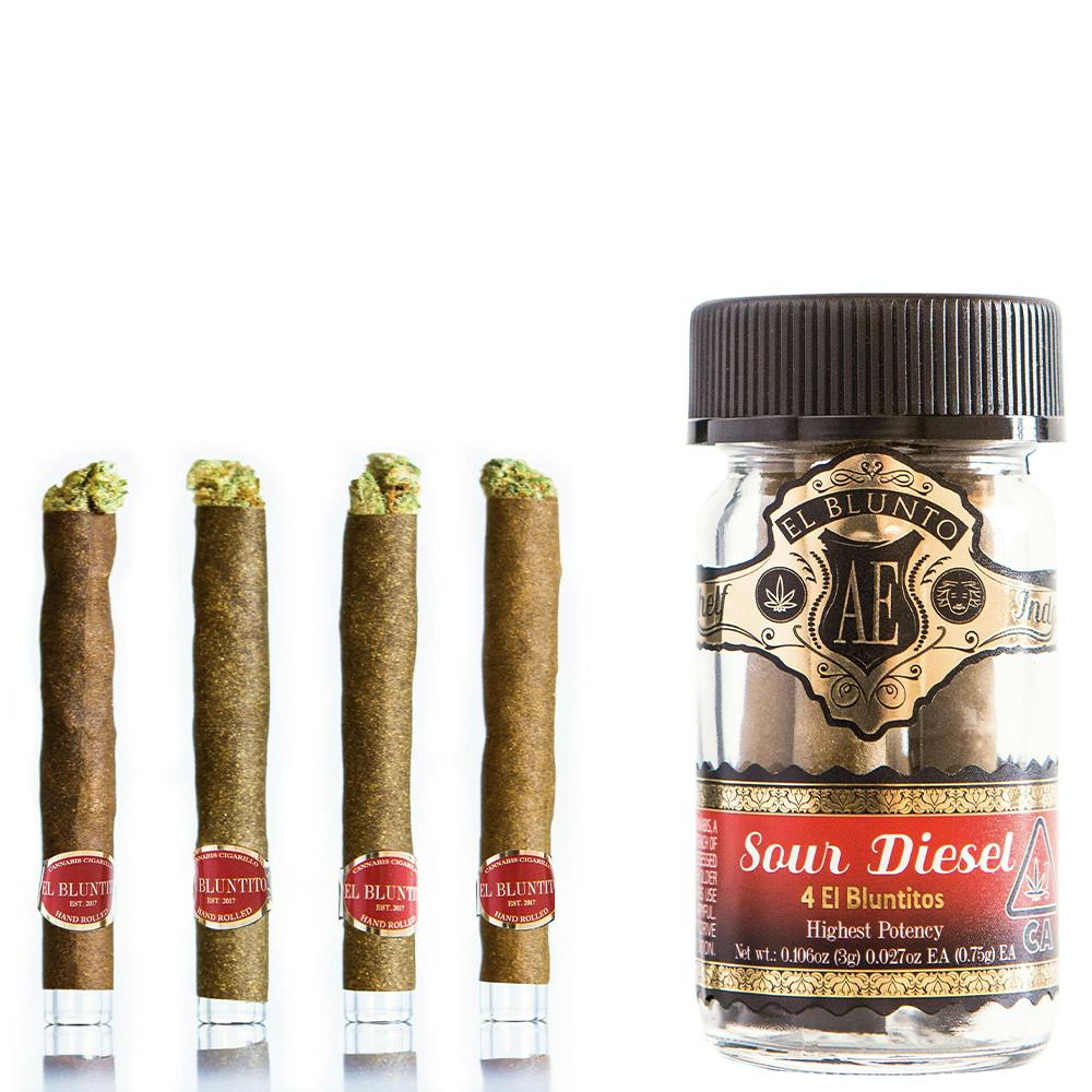 El Blunto by Albert Einstone's - El Bluntito - 4-Pack - Sour Diesel - 4 x .75G [Mini Blunt] - 1