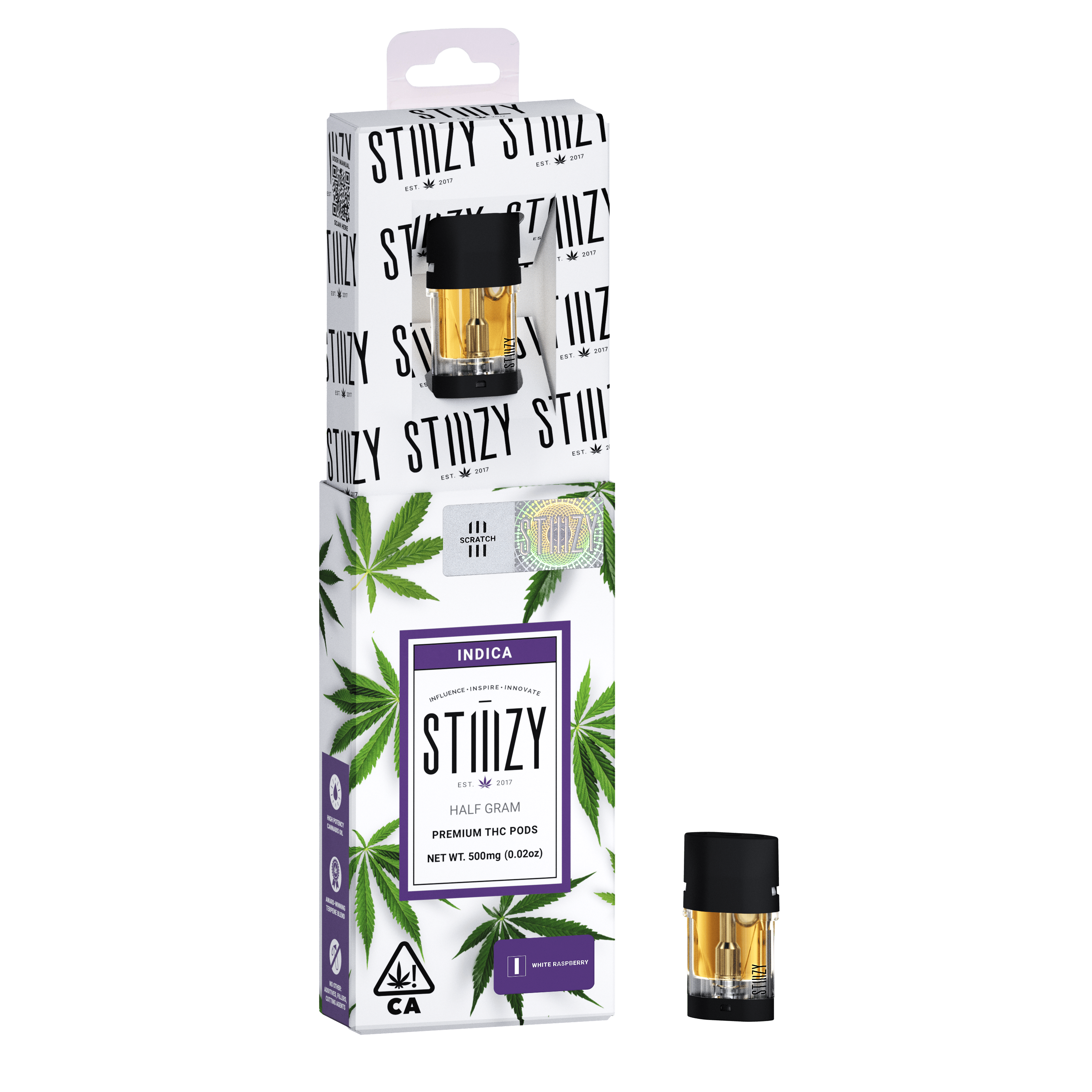 STIIIZY - Vape Cartridge - WHITE RASPBERRY .5G Original THC Pod - STIIIZY - 1