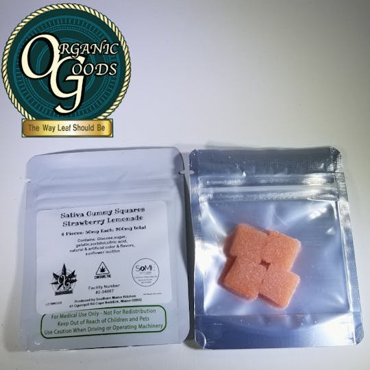 Organic Goods - 200mg Sativa Gummy Squares Strawberry Lemonade - 1