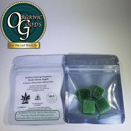 Organic Goods - 100mg Indica Gummy Squares Sour Green Apple - 1