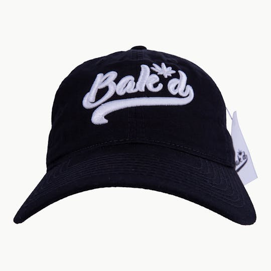 Bak'd - Bak'd Strapback Hat Cursive (Black/White) - 1
