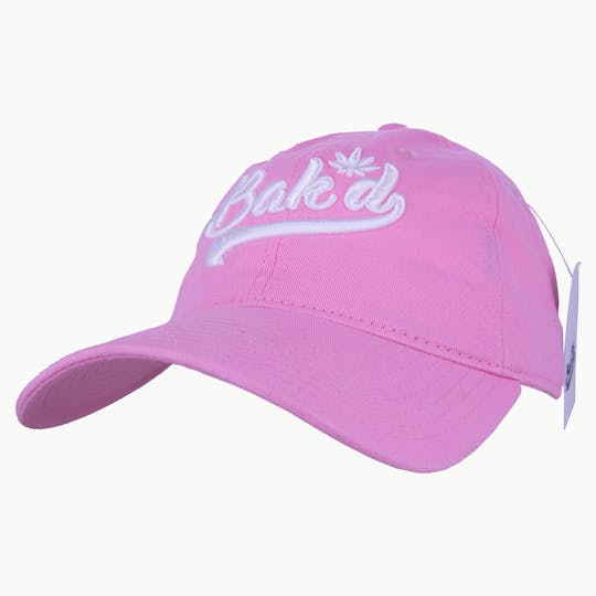 Bak'd - Bak'd Strapback Hat Cursive (Pink/White) - 1