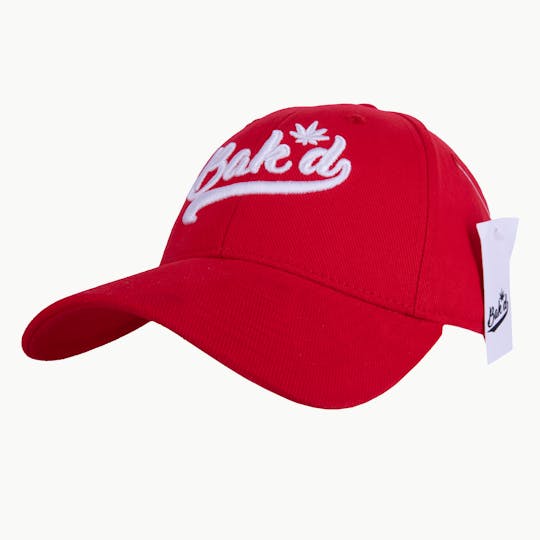Bak'd - Bak'd Strapback Hat Cursive (Red/White) - 1