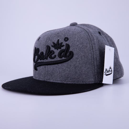 Bak'd - Bak'd Snapback Hat Cursive (Gray/Black) - 1