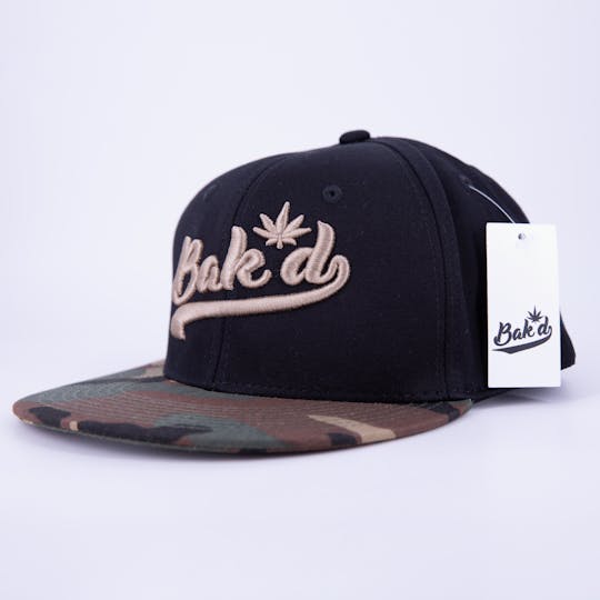 Bak'd - Bak'd Snapback Hat Cursive (Army Black) - 1