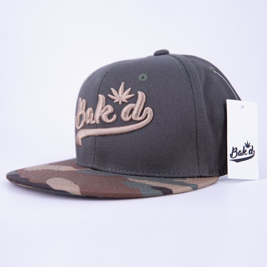 Bak'd - Bak'd Snapback Hat Cursive (Army Green) - 1