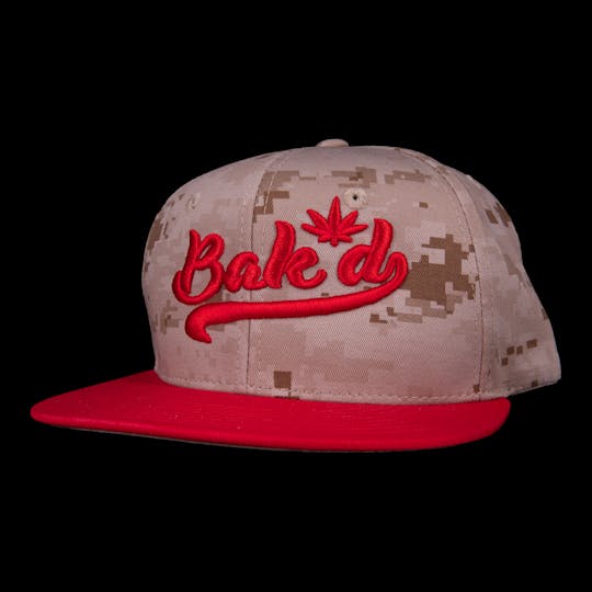 Bak'd - Bak'd Snapback Digital Camo Cursive Hat (Red) - 1