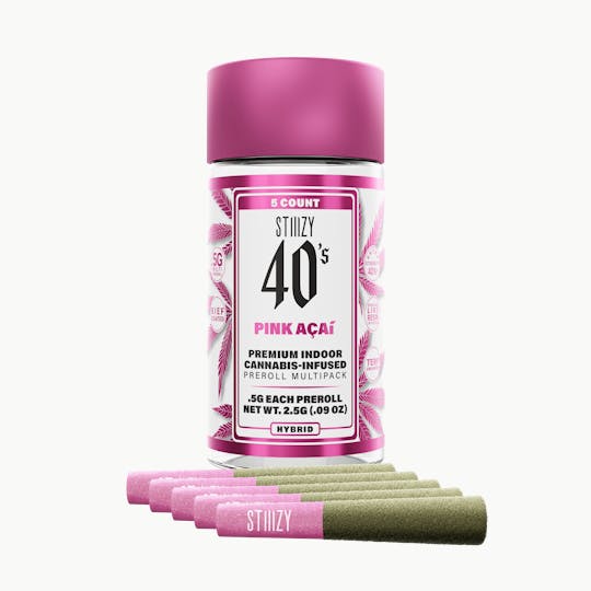 STIIIZY - - PINK ACAI - .5G 40's Infused Preroll 5 Pack - 1