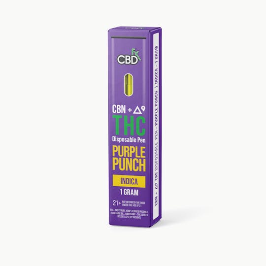 CBDfx - CBN + Delta-9 THC Vape Pen: Purple Punch Indica - 1