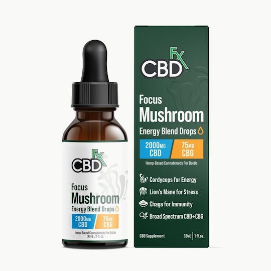 CBDfx - Focus Mushroom + CBD Drops: CBG Energy Blend - 30ml - 2000mg - 1