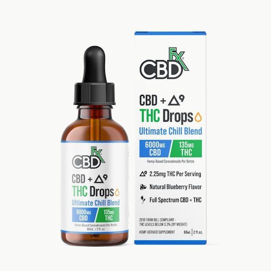 CBDfx - CBD + Delta-9 THC Drops: Ultimate Chill Blend 60ml - 6000mg - 1