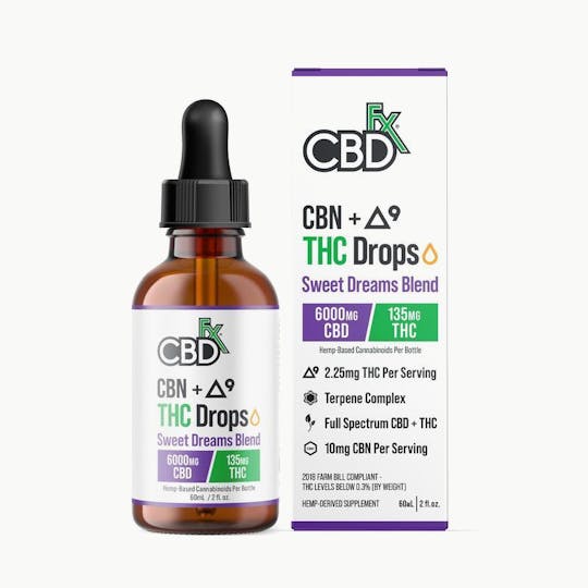 CBDfx - CBN + Delta-9 THC Drops: Sweet Dreams Blend - 60ml - 6000mg - 1